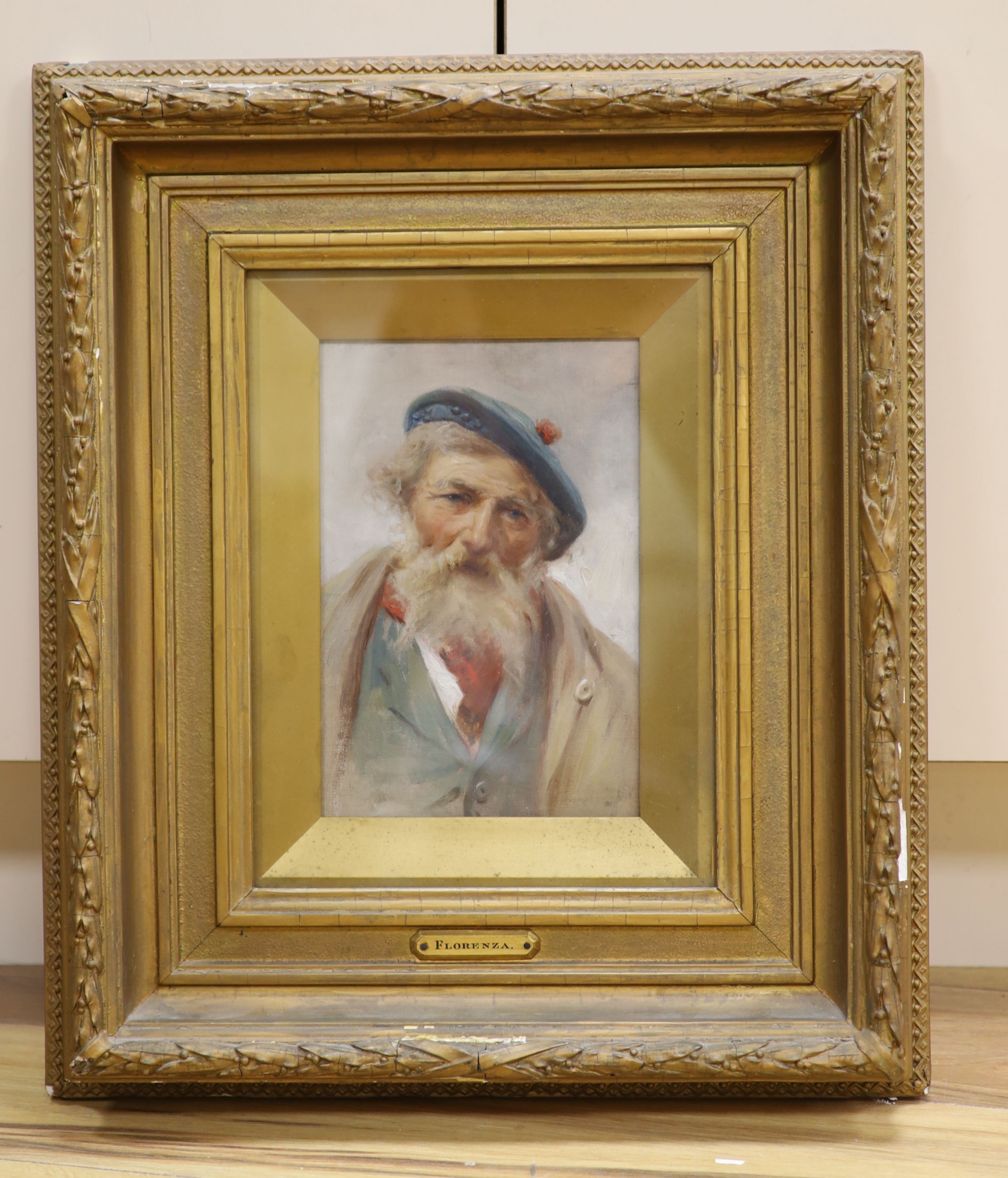 F. Lorenzo, oil on canvasboard, portrait of a Scotsman, signed, 23 x 15cm.